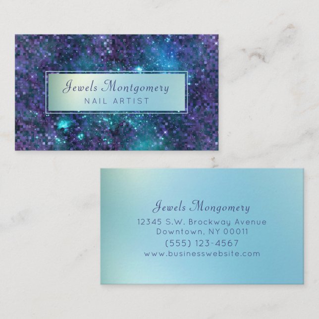 Carte De Visite Lavendar moderne Turquoise Galaxy Star (Devant / Derrière)