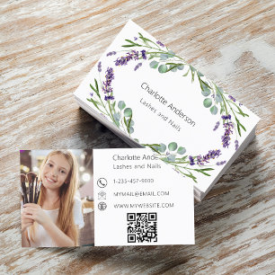 Carte De Visite Lavender eucalyptus vert photo code QR