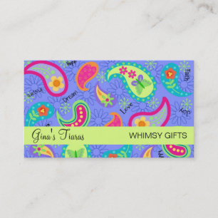 Carte De Visite Lavender Lime Green Moderne Motif Paisley