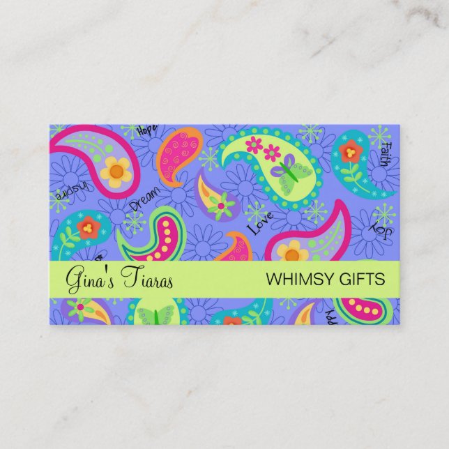 Carte De Visite Lavender Lime Green Moderne Motif Paisley (Devant)
