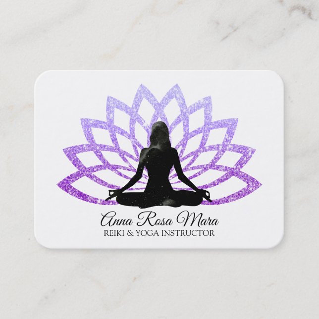 Carte De Visite *~* Lavender Lotus Yoga Femme Healing Energy   (Devant)