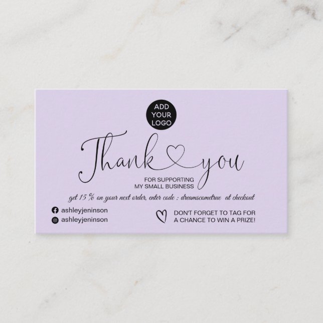 Carte De Visite Lavender moderne logo simple commander merci (Devant)