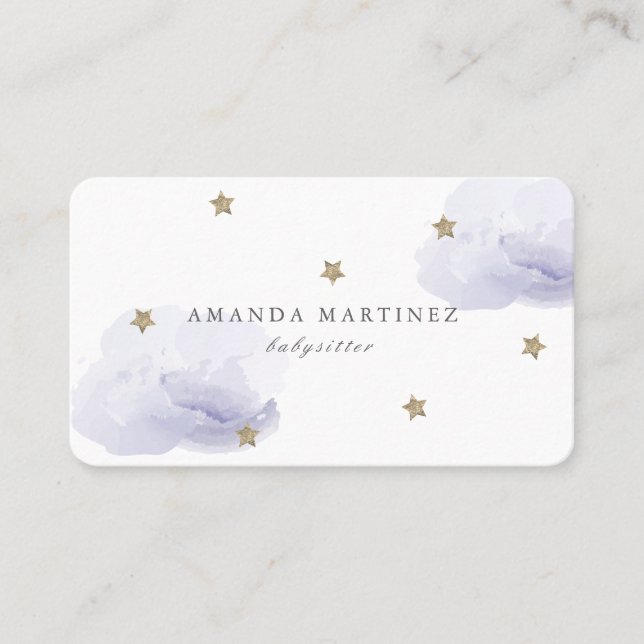 Carte de visite Lavender Stars & Clouds (Devant)