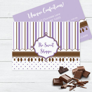 Carte De Visite Lavender Stripes Candy Sweet Shoppe
