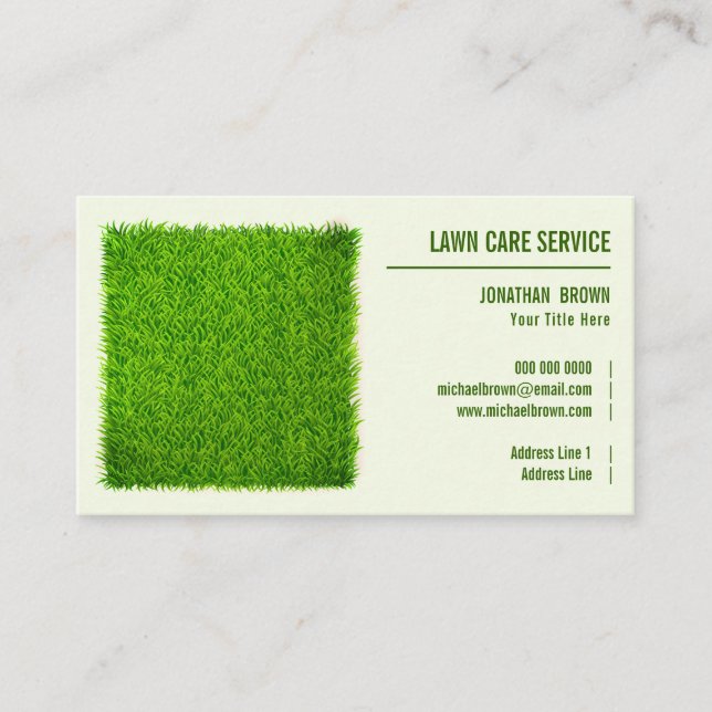 Carte De Visite Lawn Care & Landscaping Riding Mower Grass green (Devant)