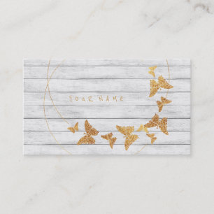 Carte De Visite Le bois blanc de papillon d'or d'aluminium entoure