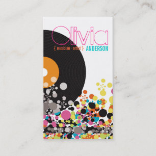 Carte De Visite Le bruit coloré de rétro vinyle vintage de musiq