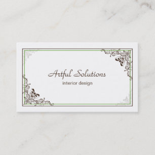 Carte De Visite Le brun élégant vintage de vert met en rouleau le