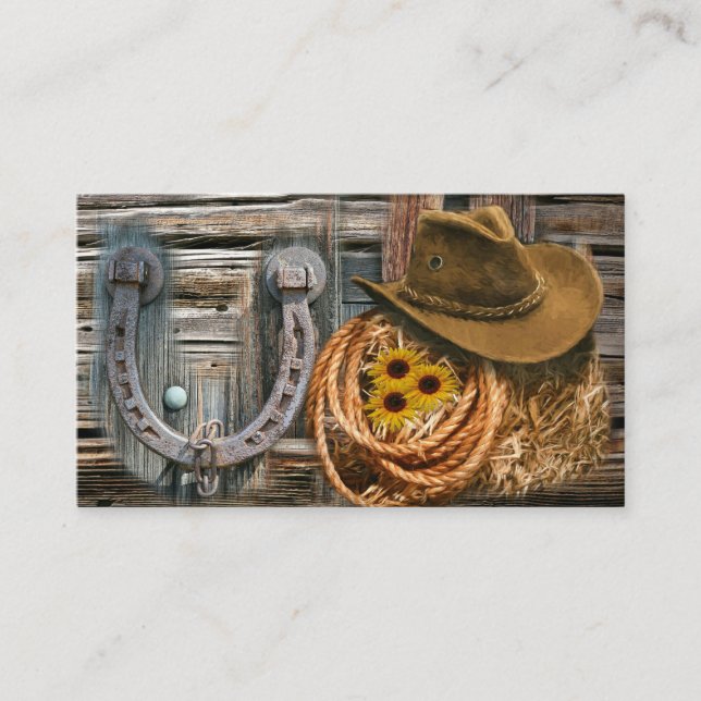 Carte De Visite Le Casquette de Cowboy de Western Horseshoe Lasso (Devant)