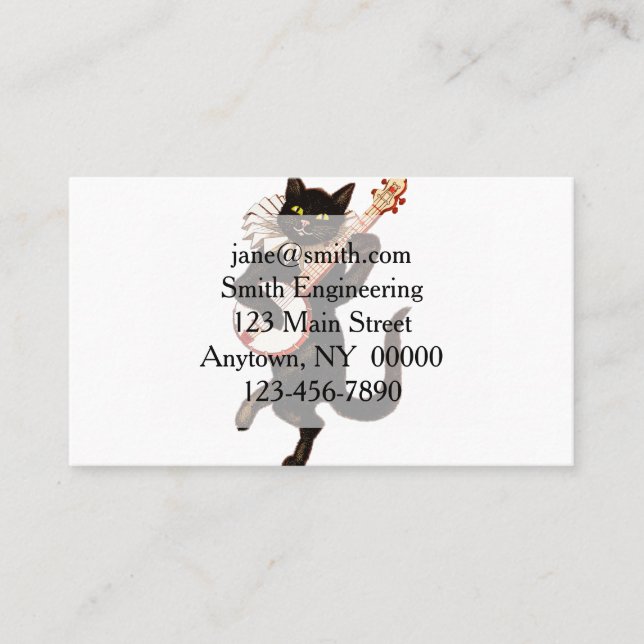 Carte De Visite Le chat qui joue au banjo (Devant)