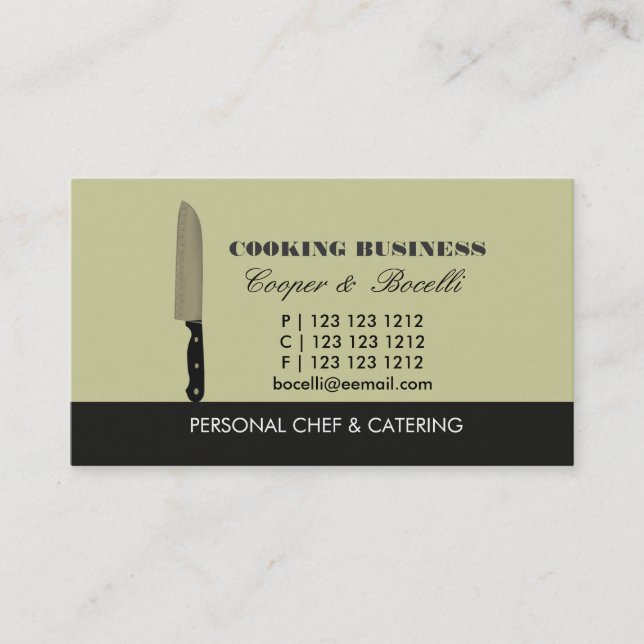 Carte De Visite Le chef cuisinier Knife Cuvette Cuisine Sharp Knif (Devant)