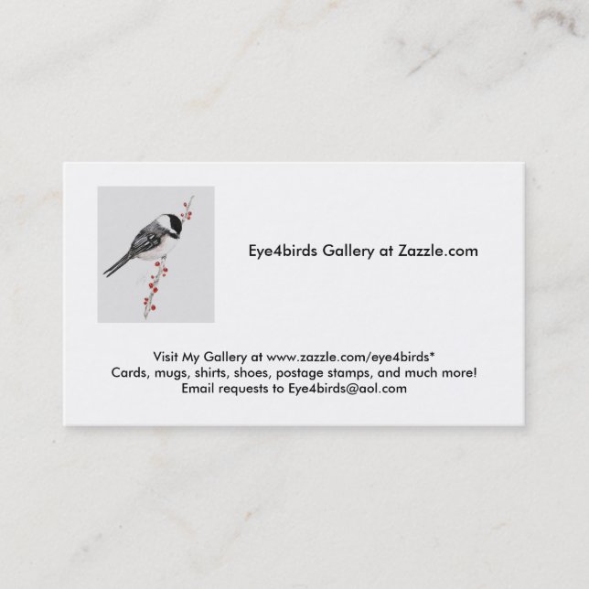 Carte De Visite le chickadee, visitent ma galerie chez (Devant)