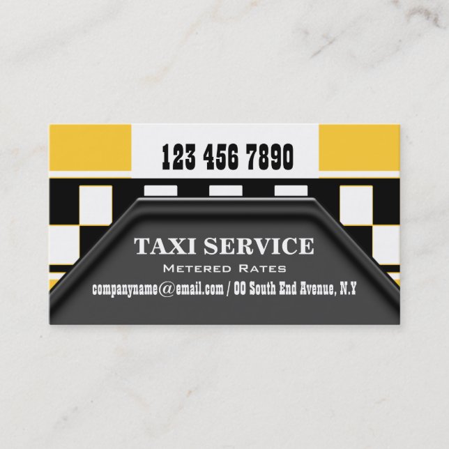 Carte De Visite Le conducteur de taxi entretient le noir jaune (Devant)