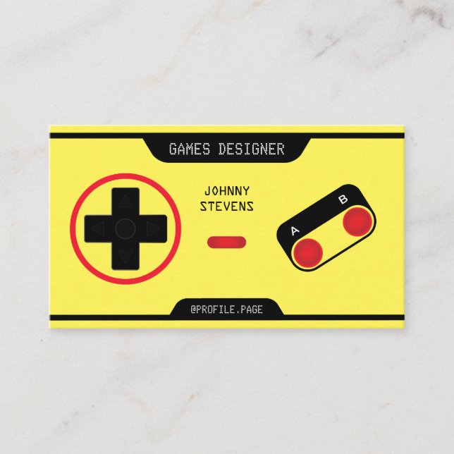 Carte De Visite Le contrôleur rétro joypad a l'air jaune (Devant)