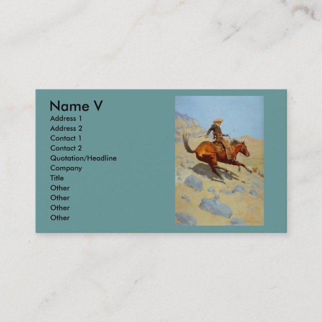 Carte De Visite Le cowboy de Frederic Remington (1902) (Devant)