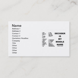 Carte De Visite Le décodeur est mon deuxième prénom (le code