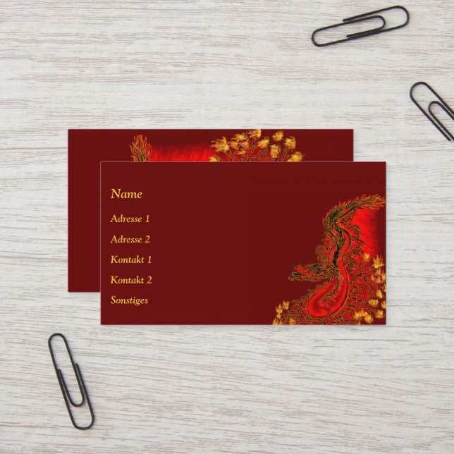 Carte De Visite Le dragon chinois à la toiture de tatouage (Devant/Arrière en situation)