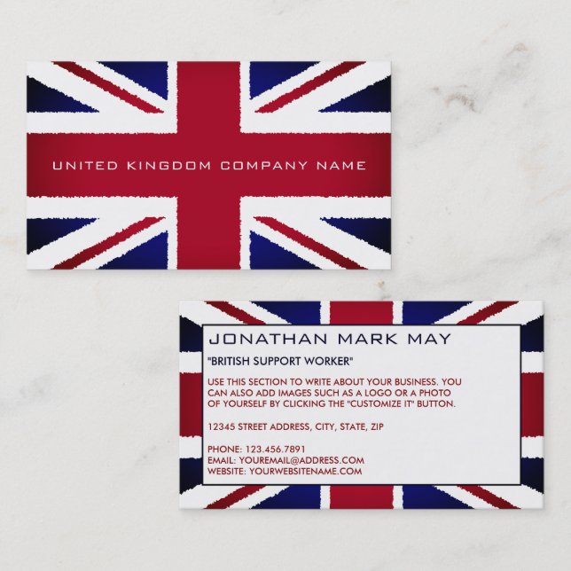 Carte De Visite Le drapeau britannique, Effet déchiré, britannique (Devant / Derrière)