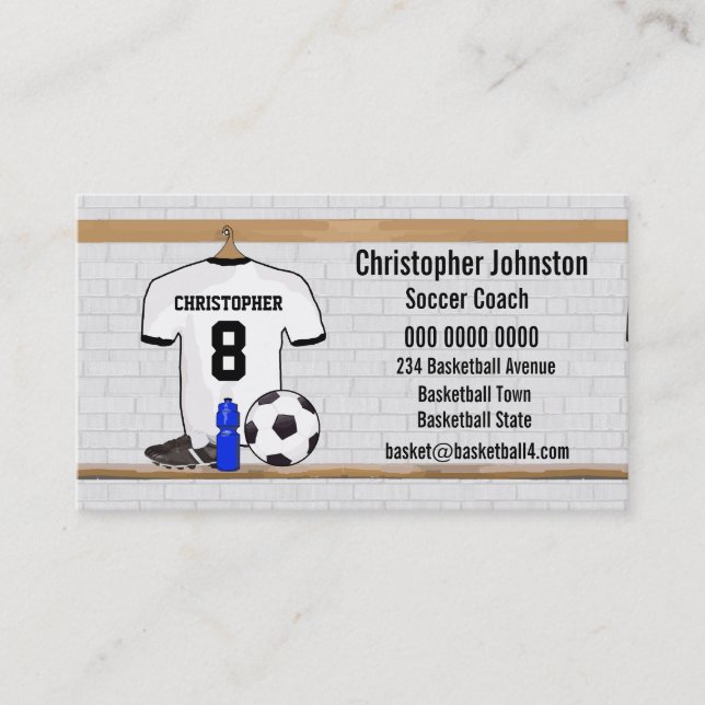 Carte De Visite Le football Jersey noir blanc personnalisé du (Devant)