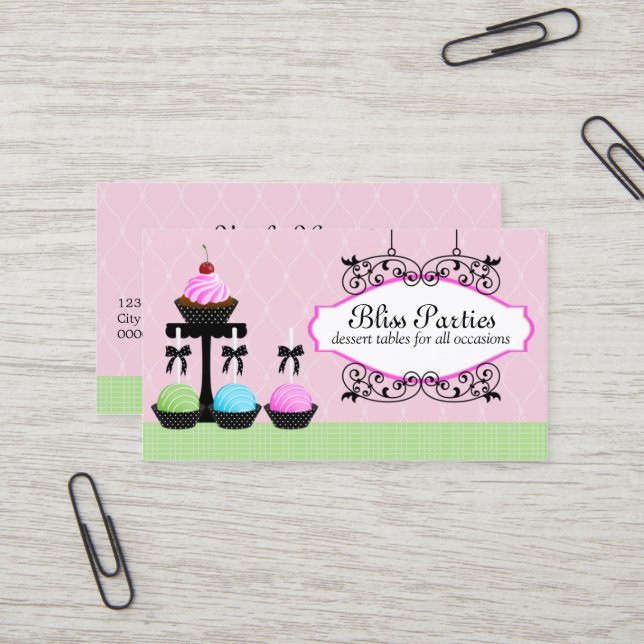 Carte De Visite Le gâteau saute des Tableaux de dessert (Devant/Arrière en situation)