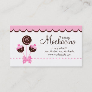 Carte De Visite Le gâteau saute le brun de rose de boulangerie de