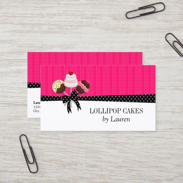 Carte De Visite Le gâteau saute le fuchsia (Devant/Arrière en situation)
