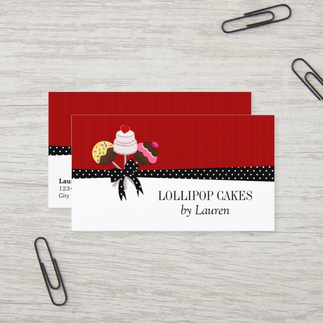 Carte De Visite Le gâteau saute le rouge (Devant/Arrière en situation)