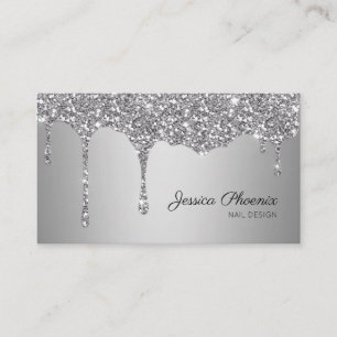 Carte De Visite Le glamour moderne Silver Glitzer baisse