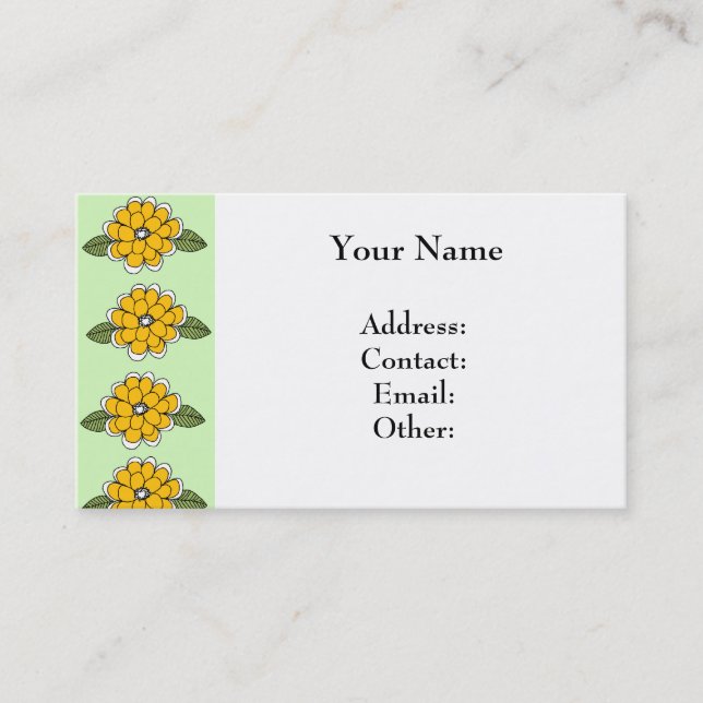 Carte De Visite Le jaune fleurit le vert (Devant)