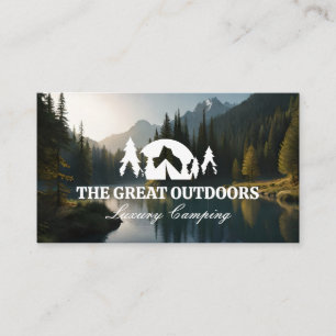 Carte De Visite Le lac Forrest et les montagnes   Logo du camping