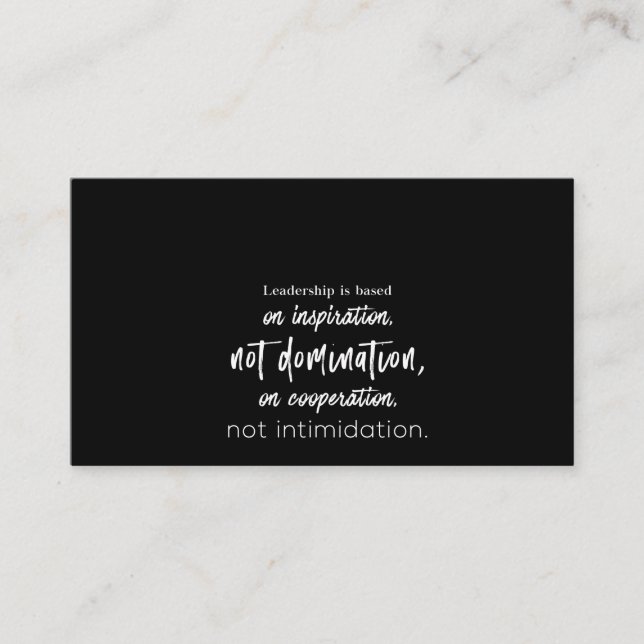 Carte De Visite le leadership repose sur l'inspiration et non sur  (Devant)