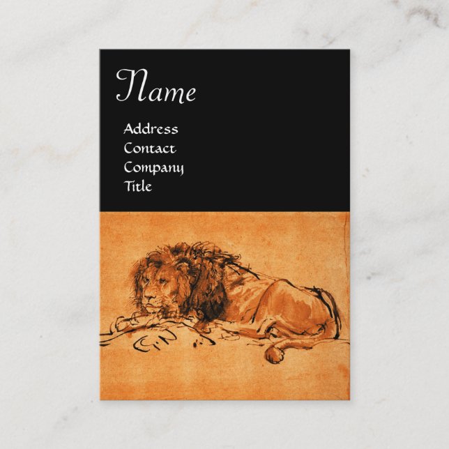 Carte De Visite LE LION DU CAP MENANT, Orange, Noir (Devant)
