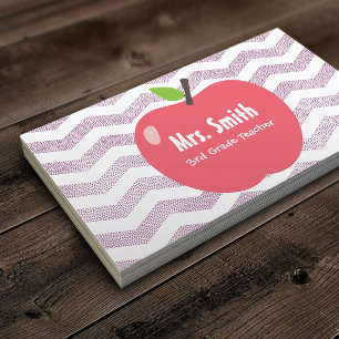Carte De Visite Le maître d'école Chevron Girly barre grand Appl