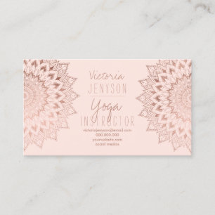 Carte De Visite Le mandala floral d'or rose rougissent instructeur
