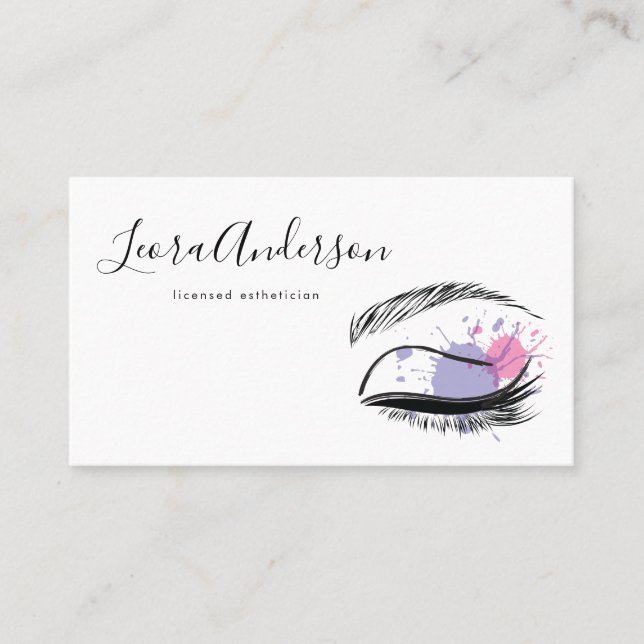 Carte De Visite Le maquilleur fouette l'aquarelle de Microblading (Devant)