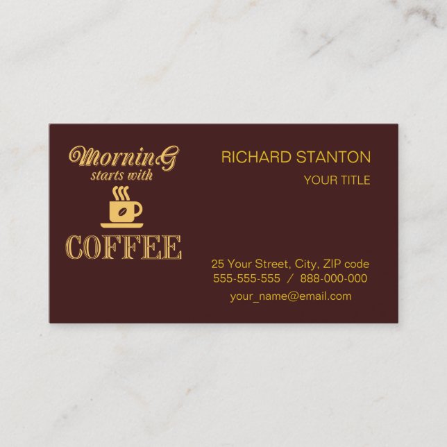 Carte De Visite Le matin commence avec du café (Devant)