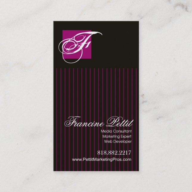Carte De Visite Le "monogramme barre" - le consultant du marketing (Devant)