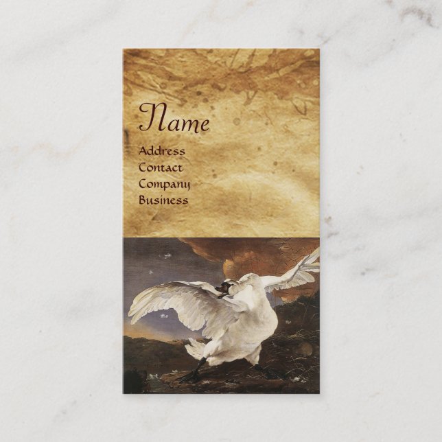 Carte De Visite Le Monogramme de cygne menacé, Papier perle violet (Devant)