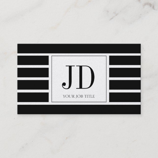Carte De Visite Le monogramme de YourJobTitle/a barré/noir/platine (Devant)