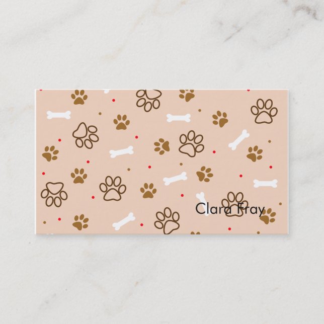 Carte De Visite Le motif mignon de chien avec des pattes désosse (Devant)