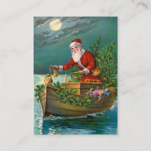 Carte De Visite Le père noël dans le bateau