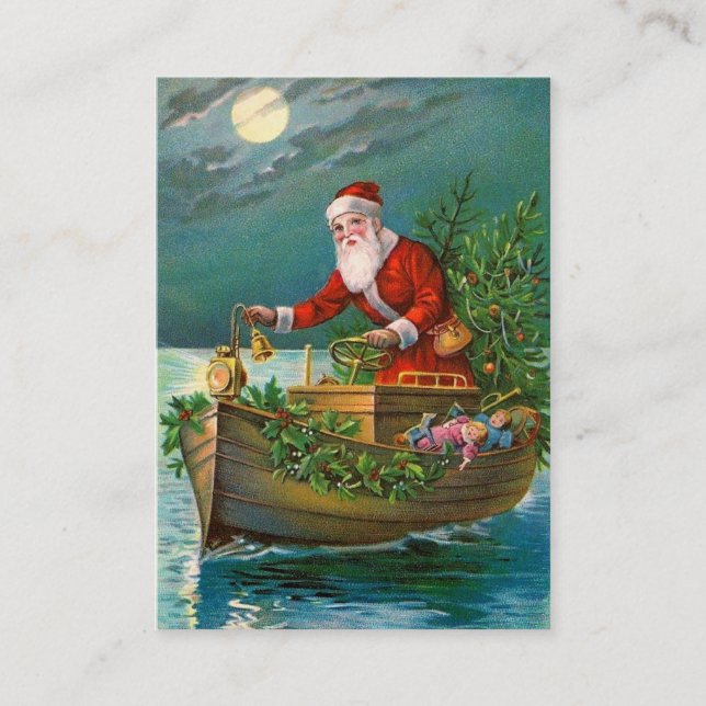 Carte De Visite Le père noël dans le bateau (Devant)