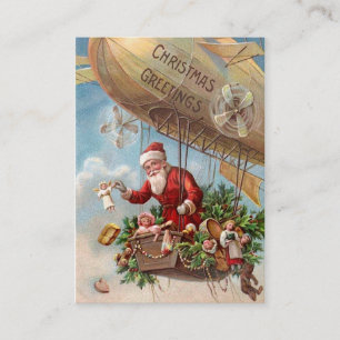 Carte De Visite Le père noël dans le dirigeable