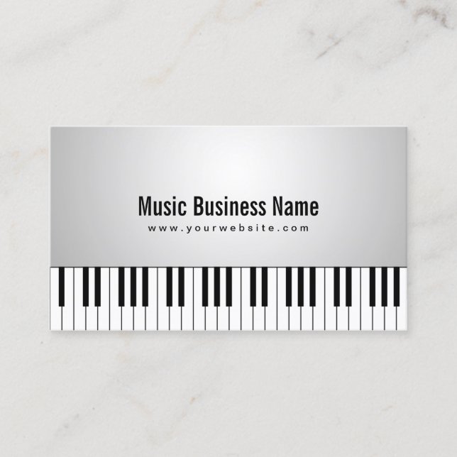 Carte De Visite Le piano à queue blanc musical verrouille la (Devant)