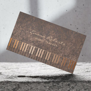 Carte De Visite Le piano d'or de musique verrouille le cuivre