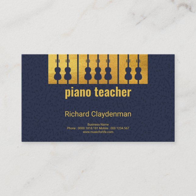 Carte De Visite Le piano d'or verrouille la musique principale (Devant)