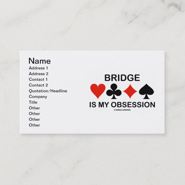 Carte De Visite Le pont est mon obsession (l'humour de pont de (Devant)