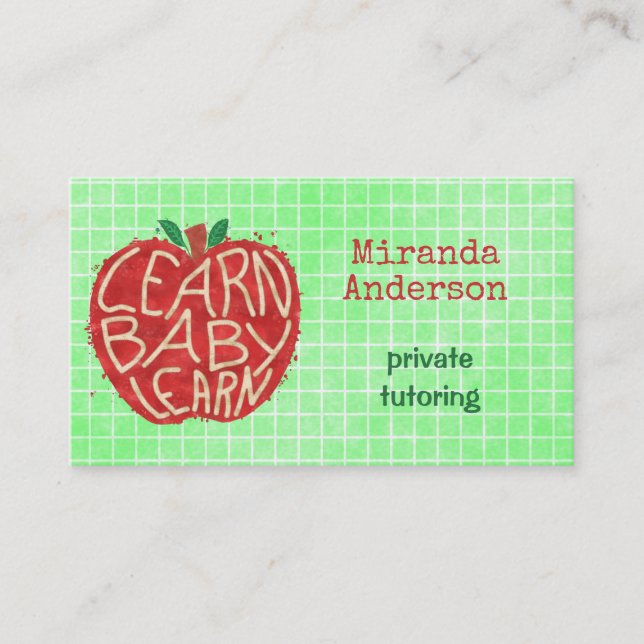 Carte De Visite Le professeur ou le tuteur privé apprennent le (Devant)