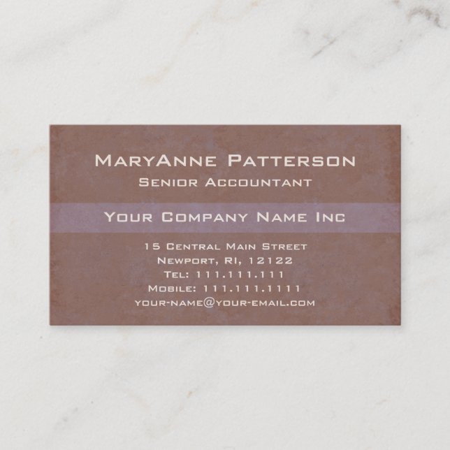 Carte De Visite Le professionnel du comptable élégant en bronze (Devant)