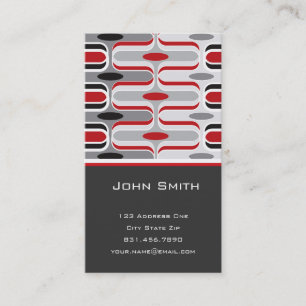 Carte De Visite Le rétro art déco de mod zigzaguent noir rouge de